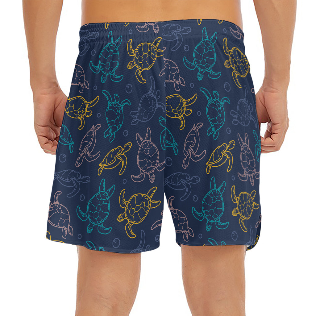 Cute Sea Turtle Pattern Print Men's Split Running Shorts