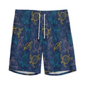 Cute Sea Turtle Pattern Print Men's Athletic Shorts