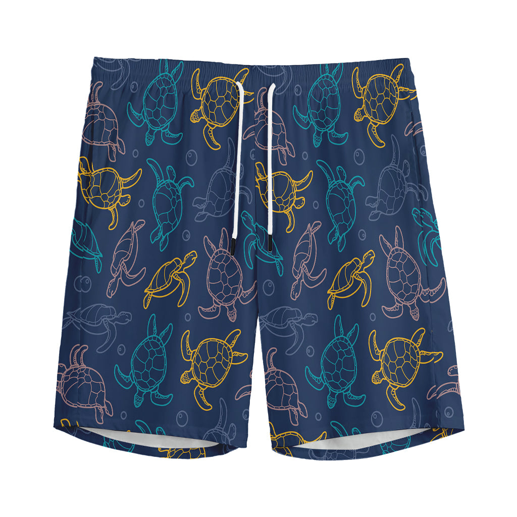 Cute Sea Turtle Pattern Print Men's Sports Shorts