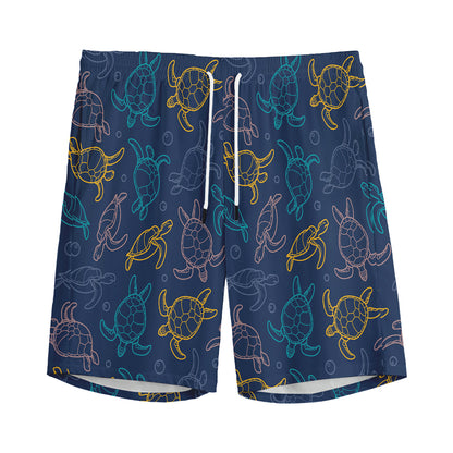 Cute Sea Turtle Pattern Print Men's Sports Shorts
