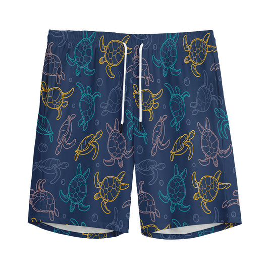 Cute Sea Turtle Pattern Print Men's Sports Shorts
