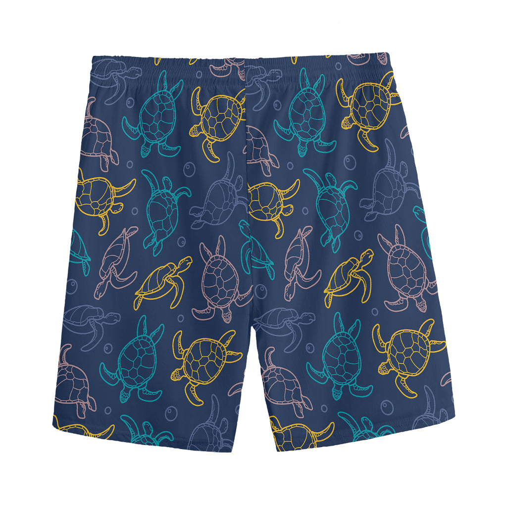 Cute Sea Turtle Pattern Print Men's Sports Shorts