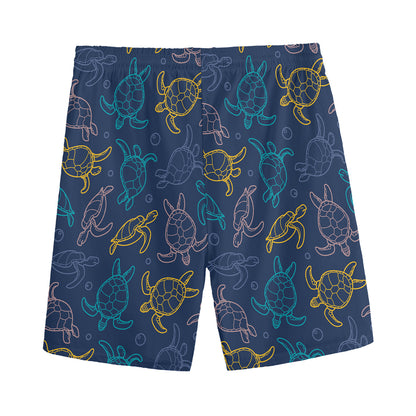 Cute Sea Turtle Pattern Print Men's Sports Shorts