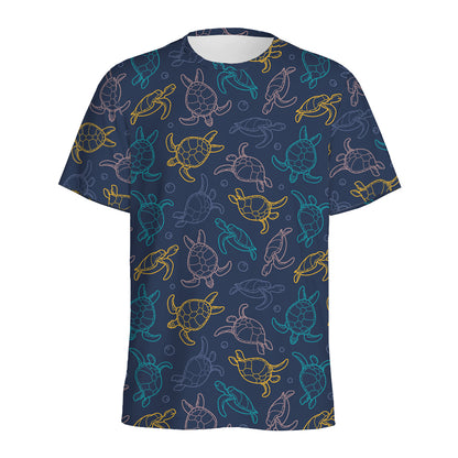 Cute Sea Turtle Pattern Print Men's Sports T-Shirt