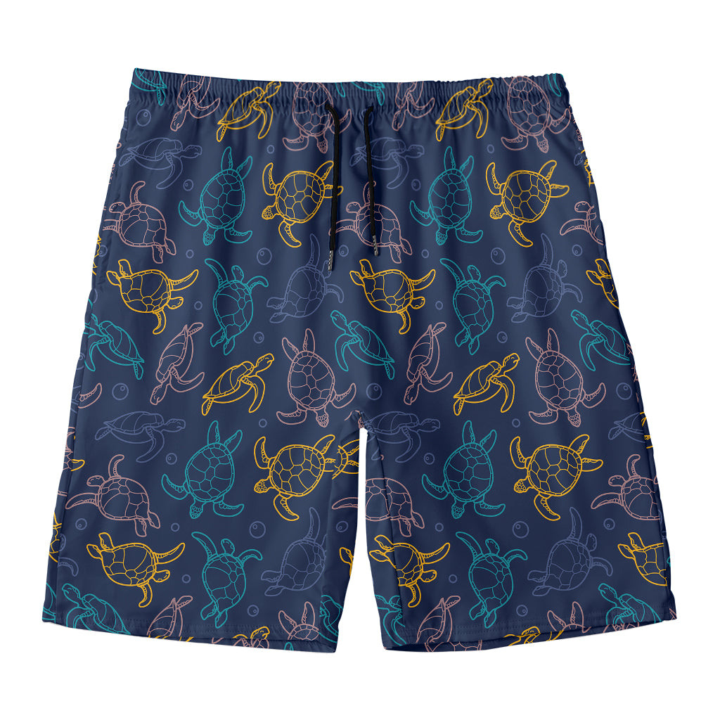 Cute Sea Turtle Pattern Print Men's Swim Trunks