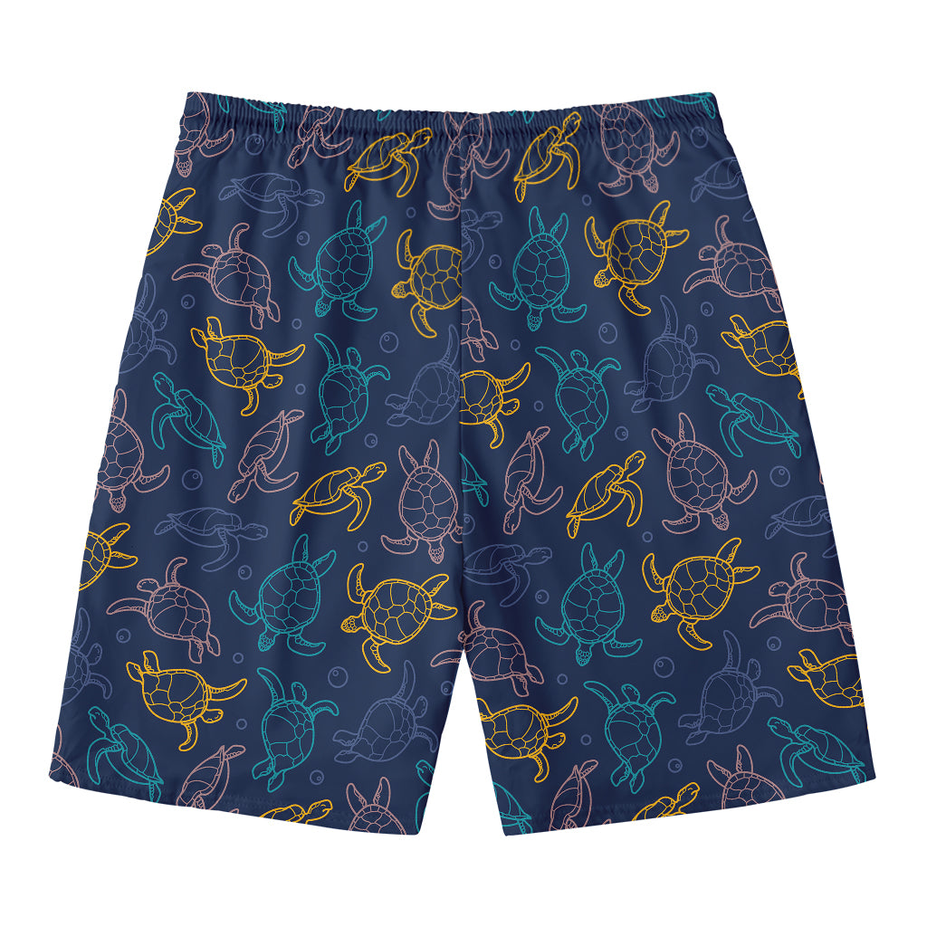 Cute Sea Turtle Pattern Print Men's Swim Trunks