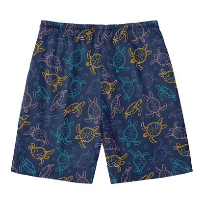 Cute Sea Turtle Pattern Print Men's Swim Trunks