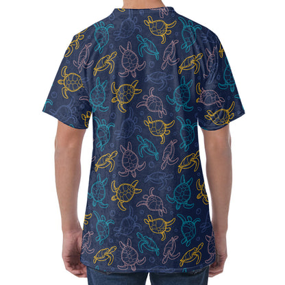 Cute Sea Turtle Pattern Print Men's Velvet T-Shirt