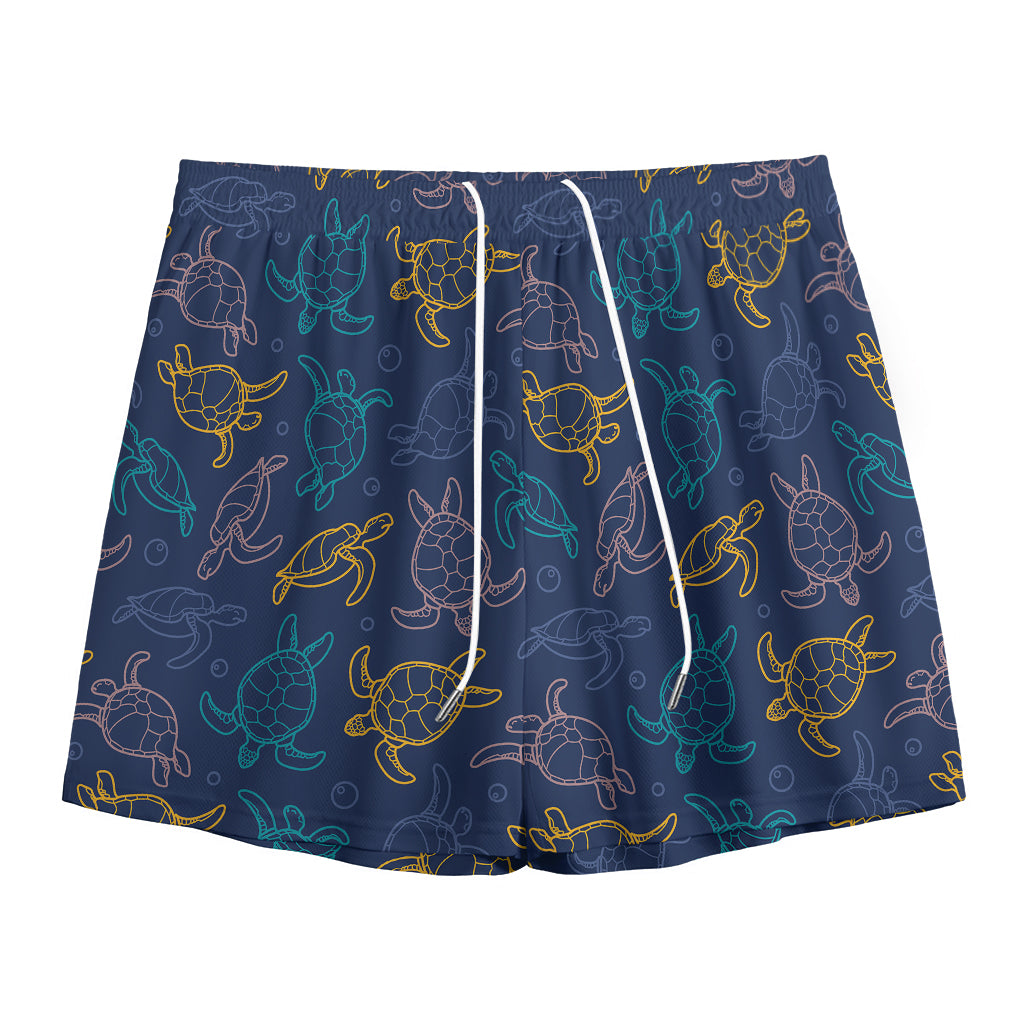 Cute Sea Turtle Pattern Print Mesh Shorts