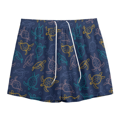 Cute Sea Turtle Pattern Print Mesh Shorts