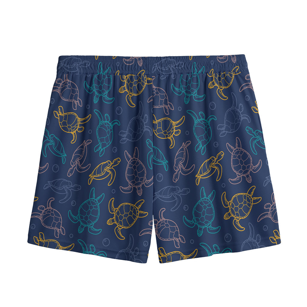 Cute Sea Turtle Pattern Print Mesh Shorts
