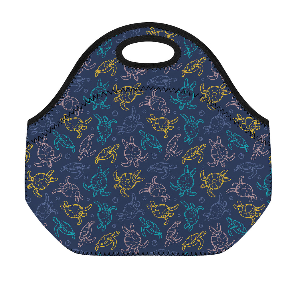 Cute Sea Turtle Pattern Print Neoprene Lunch Bag