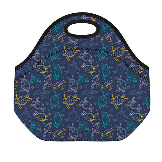 Cute Sea Turtle Pattern Print Neoprene Lunch Bag