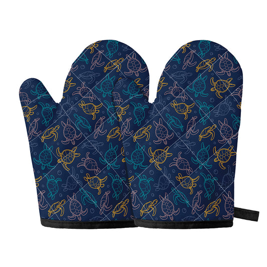 Cute Sea Turtle Pattern Print Oven Mitts