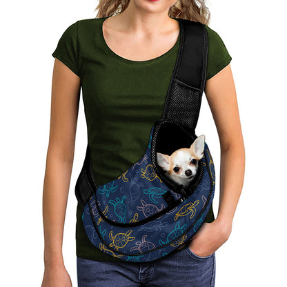 Cute Sea Turtle Pattern Print Pet Sling Carrier