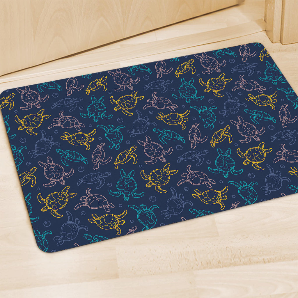 Cute Sea Turtle Pattern Print Polyester Doormat