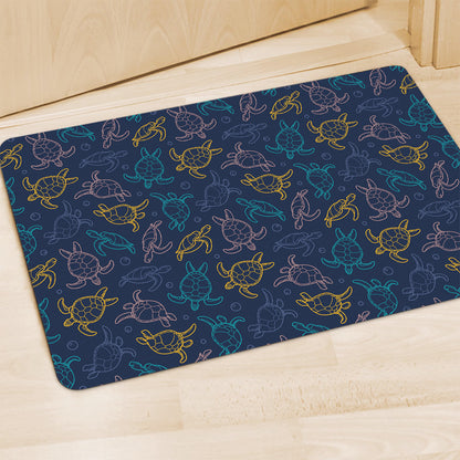 Cute Sea Turtle Pattern Print Polyester Doormat