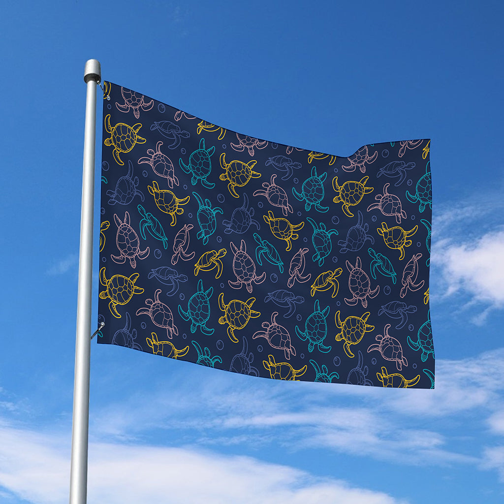 Cute Sea Turtle Pattern Print Polyester Flag