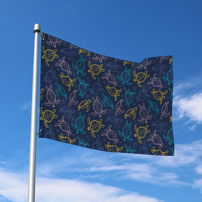 Cute Sea Turtle Pattern Print Polyester Flag