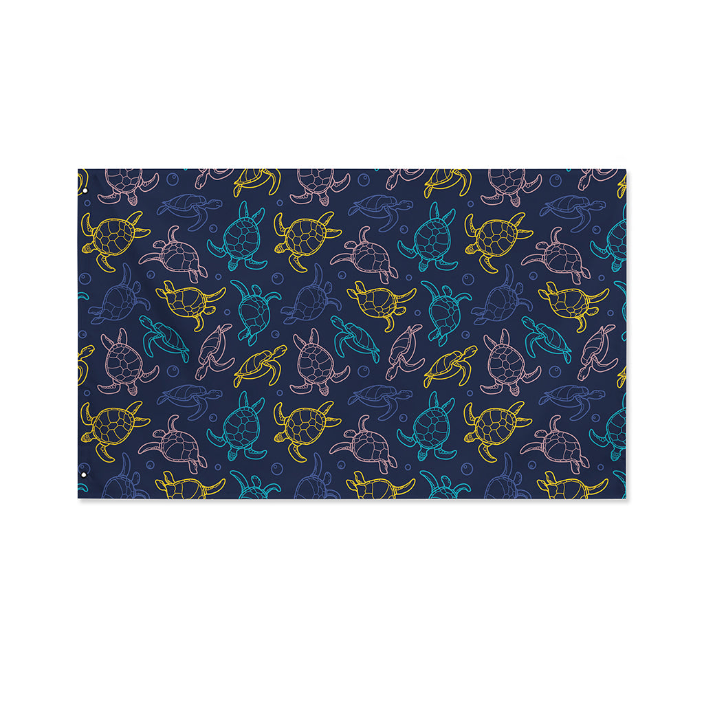 Cute Sea Turtle Pattern Print Polyester Flag