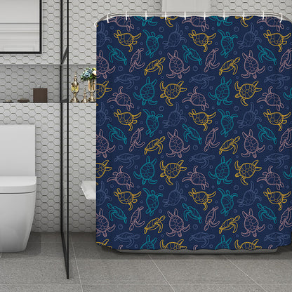 Cute Sea Turtle Pattern Print Polyester Shower Curtain