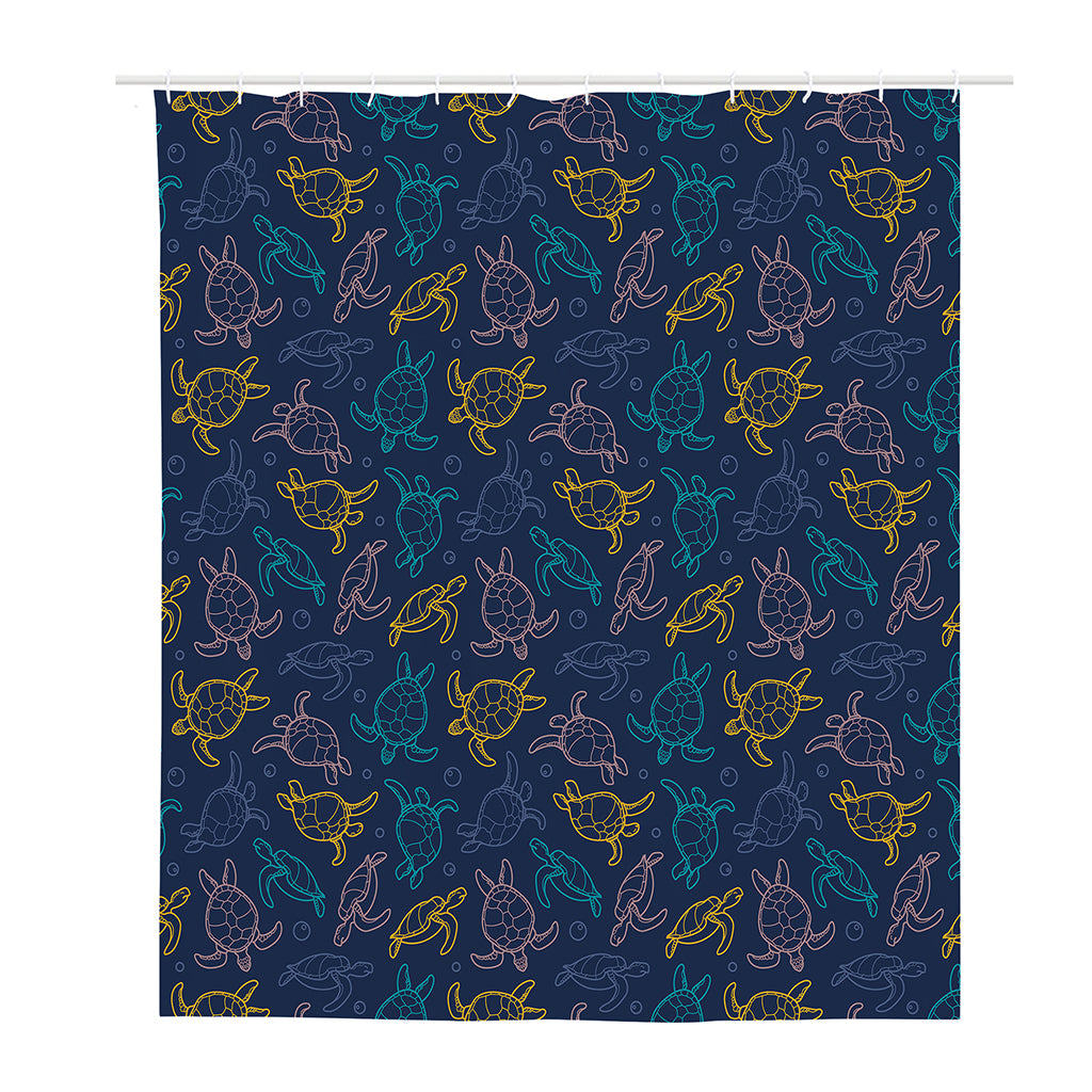 Cute Sea Turtle Pattern Print Polyester Shower Curtain