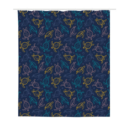 Cute Sea Turtle Pattern Print Polyester Shower Curtain