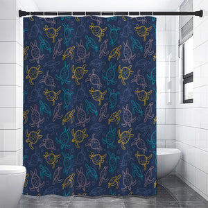 Cute Sea Turtle Pattern Print Premium Shower Curtain