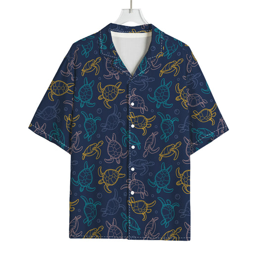 Cute Sea Turtle Pattern Print Rayon Hawaiian Shirt