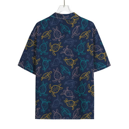 Cute Sea Turtle Pattern Print Rayon Hawaiian Shirt