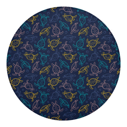 Cute Sea Turtle Pattern Print Round Blanket