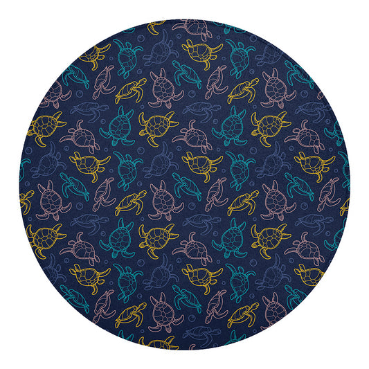 Cute Sea Turtle Pattern Print Round Blanket