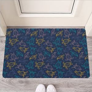 Cute Sea Turtle Pattern Print Rubber Doormat