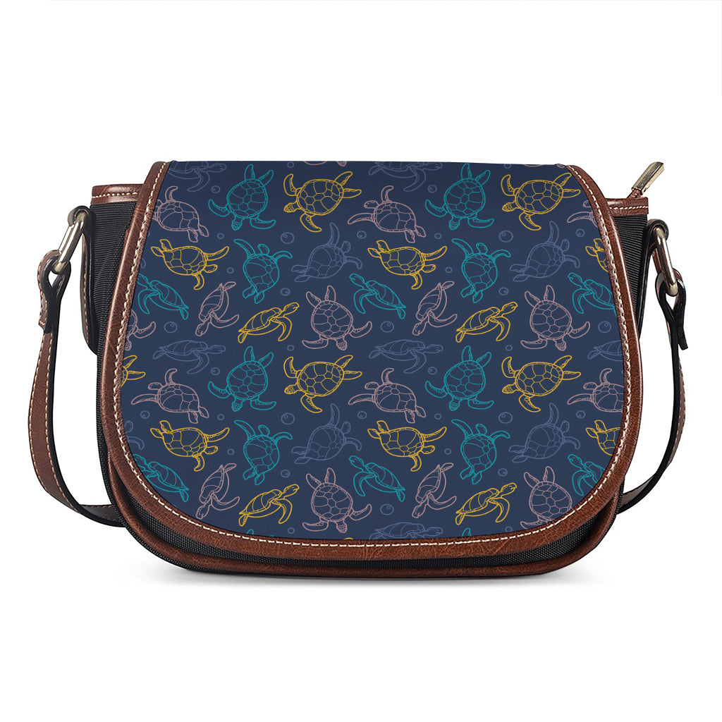 Cute Sea Turtle Pattern Print Saddle Bag