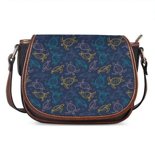 Cute Sea Turtle Pattern Print Saddle Bag