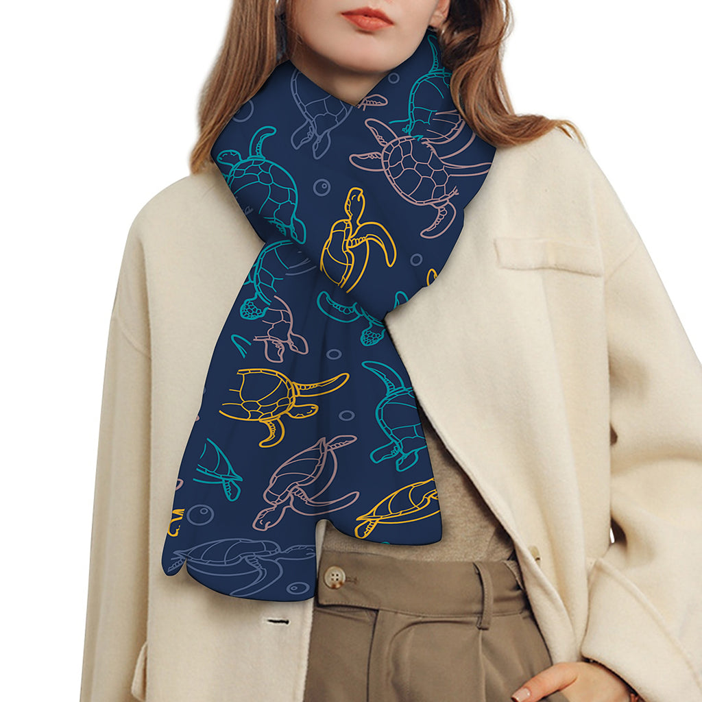 Cute Sea Turtle Pattern Print Scarf