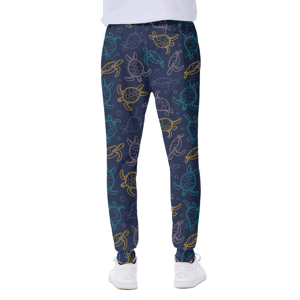 Cute Sea Turtle Pattern Print Scuba Joggers