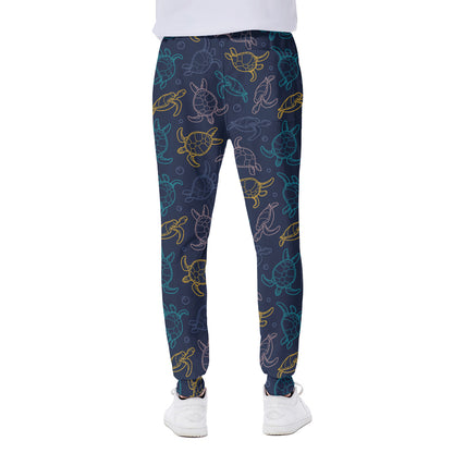 Cute Sea Turtle Pattern Print Scuba Joggers