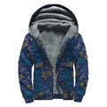 Cute Sea Turtle Pattern Print Sherpa Lined Zip Up Hoodie