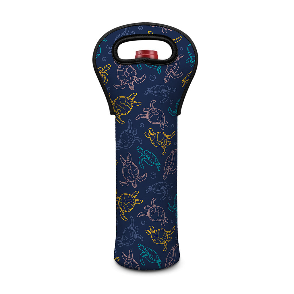 Cute Sea Turtle Pattern Print Single Neoprene Wine Tote