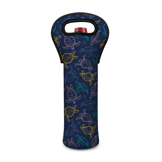 Cute Sea Turtle Pattern Print Single Neoprene Wine Tote