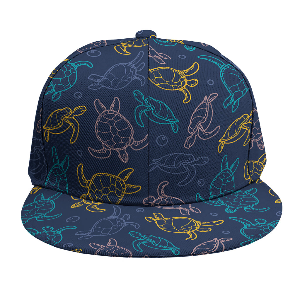 Cute Sea Turtle Pattern Print Snapback Cap