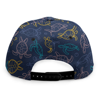 Cute Sea Turtle Pattern Print Snapback Cap