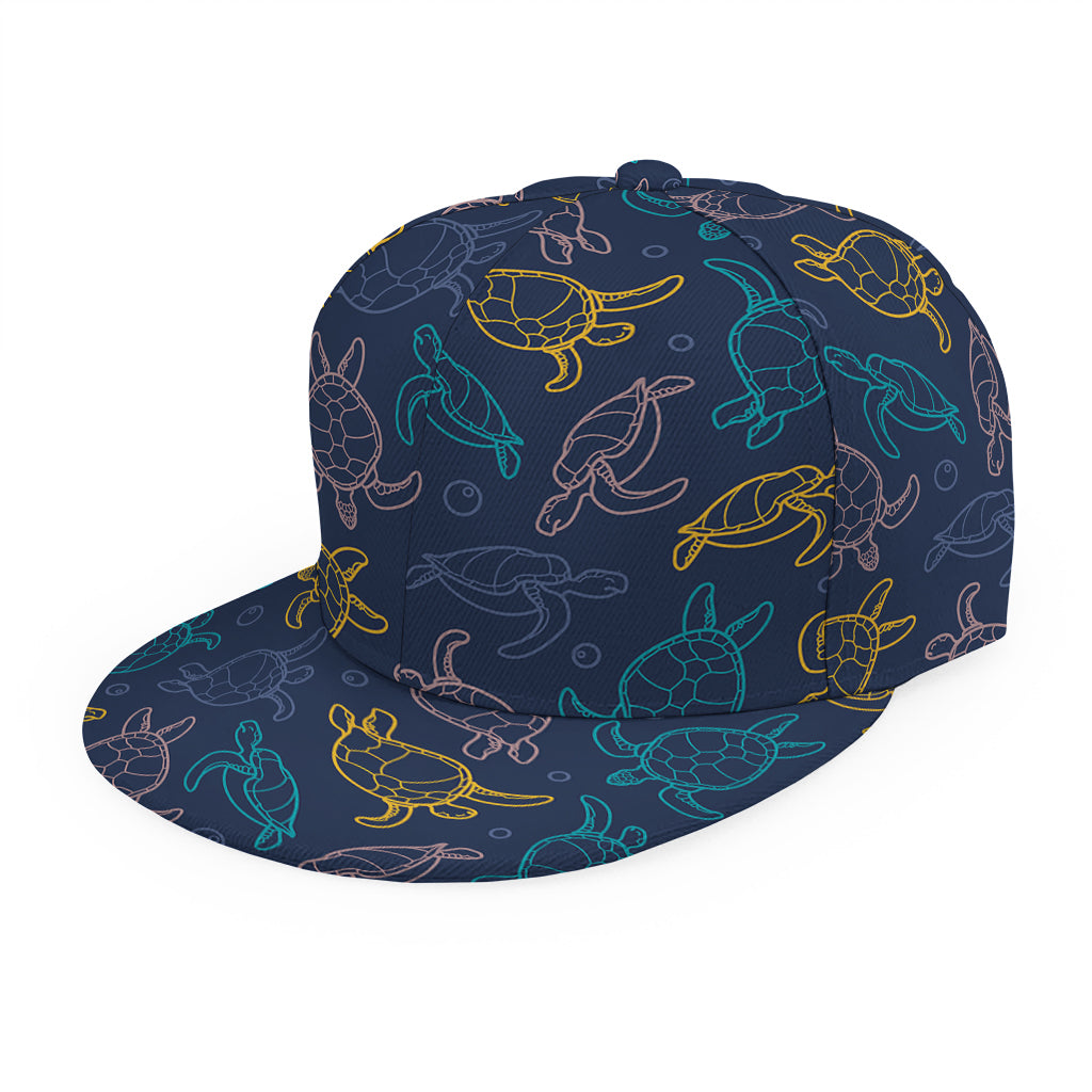 Cute Sea Turtle Pattern Print Snapback Cap