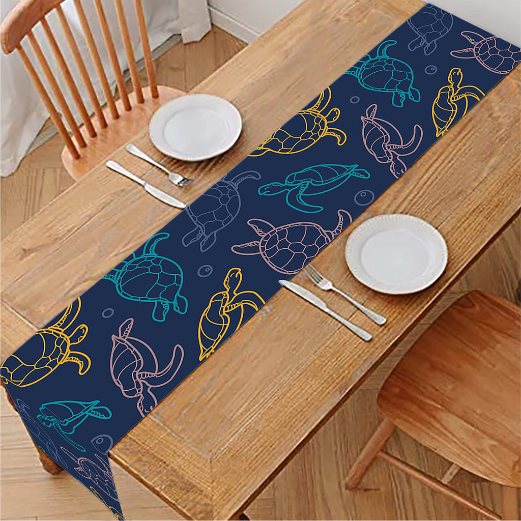 Cute Sea Turtle Pattern Print Table Runner