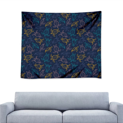 Cute Sea Turtle Pattern Print Tapestry