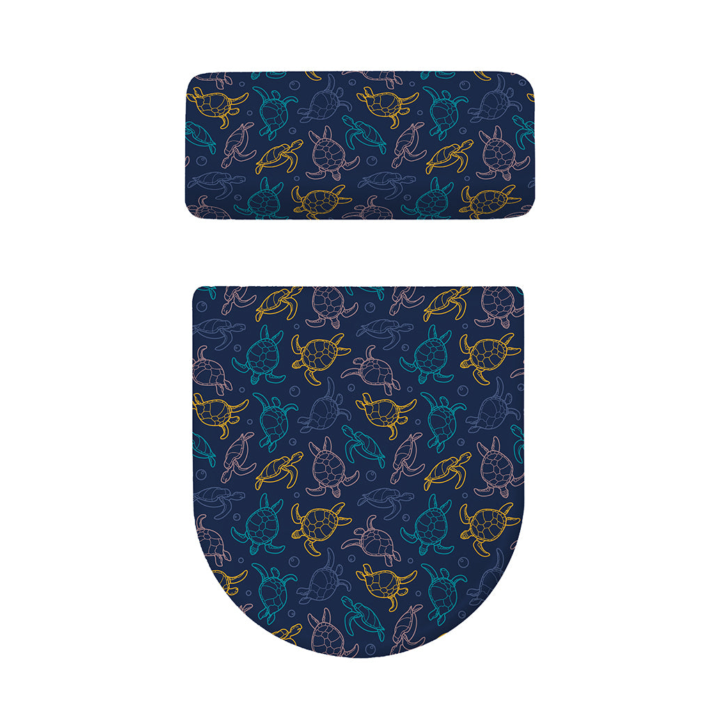 Cute Sea Turtle Pattern Print Toilet Lid And Tank Cover Set