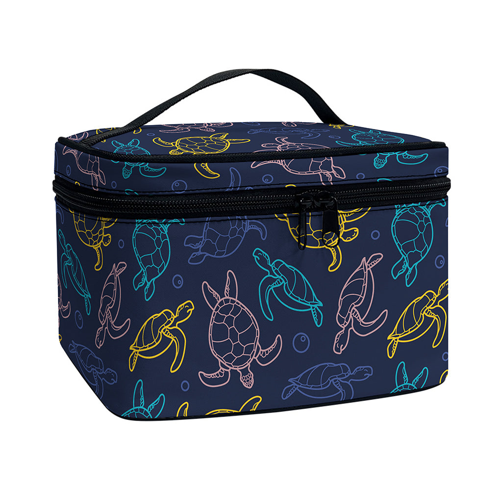 Cute Sea Turtle Pattern Print Travel Makeup Bag
