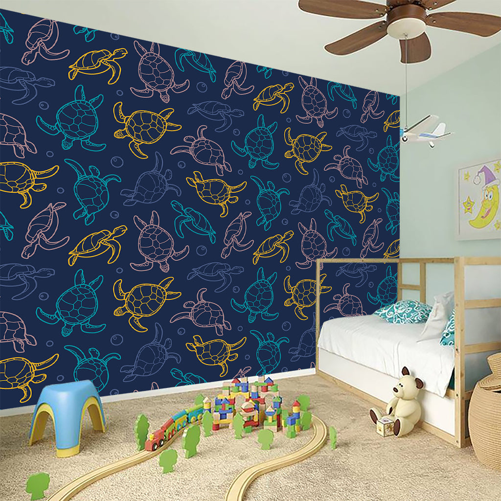 Cute Sea Turtle Pattern Print Wall Sticker