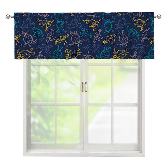 Cute Sea Turtle Pattern Print Window Valance